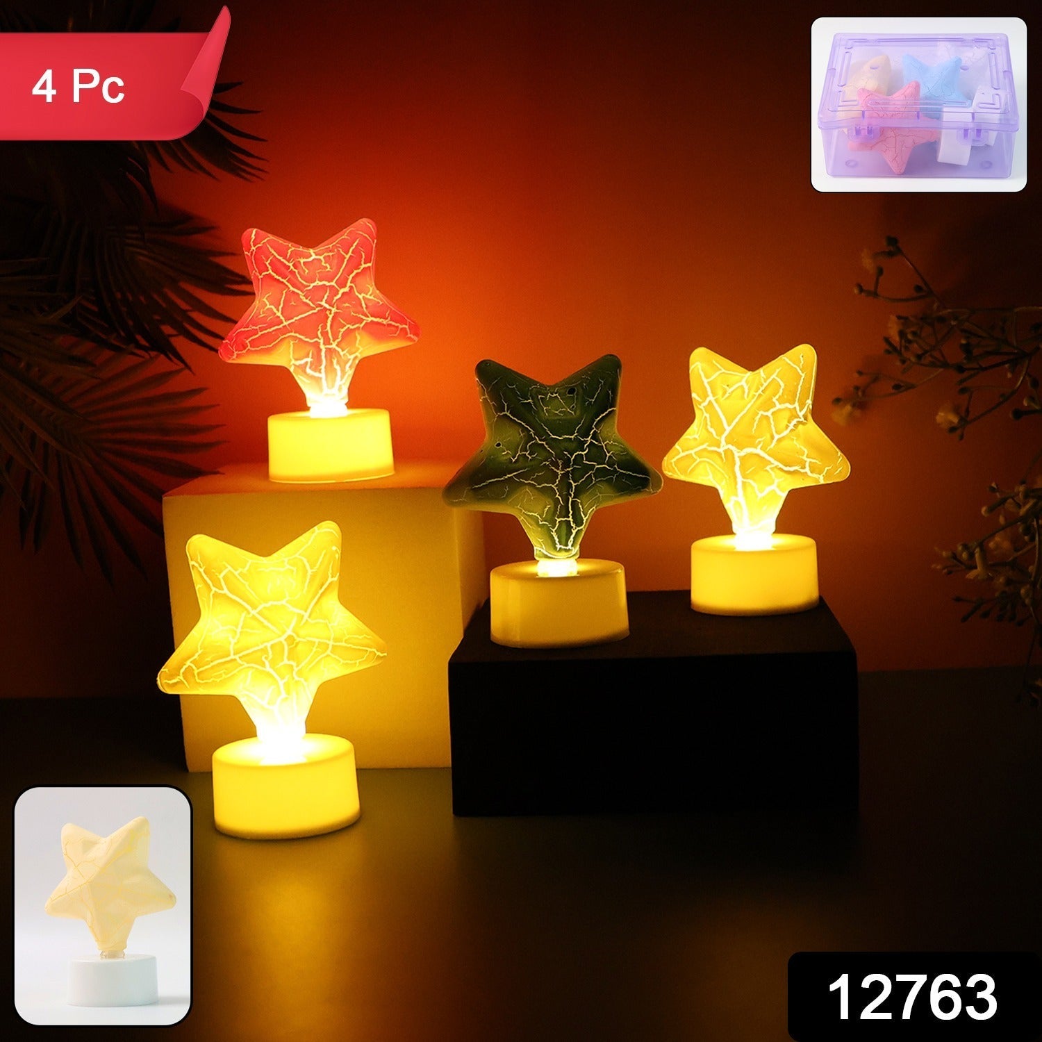 Star Shape Decorative LED Tealight Candles (4 Pc) Star Shape Decorative LED Tealight Candles (4 Pc)